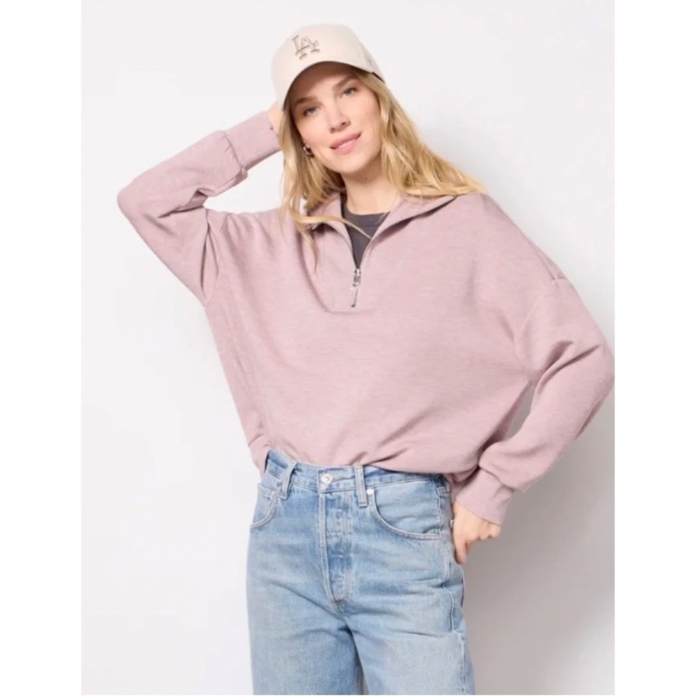VARLEY Hawley Half Zip Sweatshirt Loungewear Women S Pink DoubleSoft Pullover